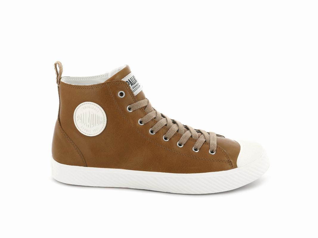 Palladium Pallaphoenix Mid Leder Damen Hohe Sneaker Braun ||410625-BPG||